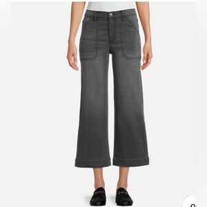 Time and Tru High Rise Wide Leg Cropped Dark Gray Straight Jeans